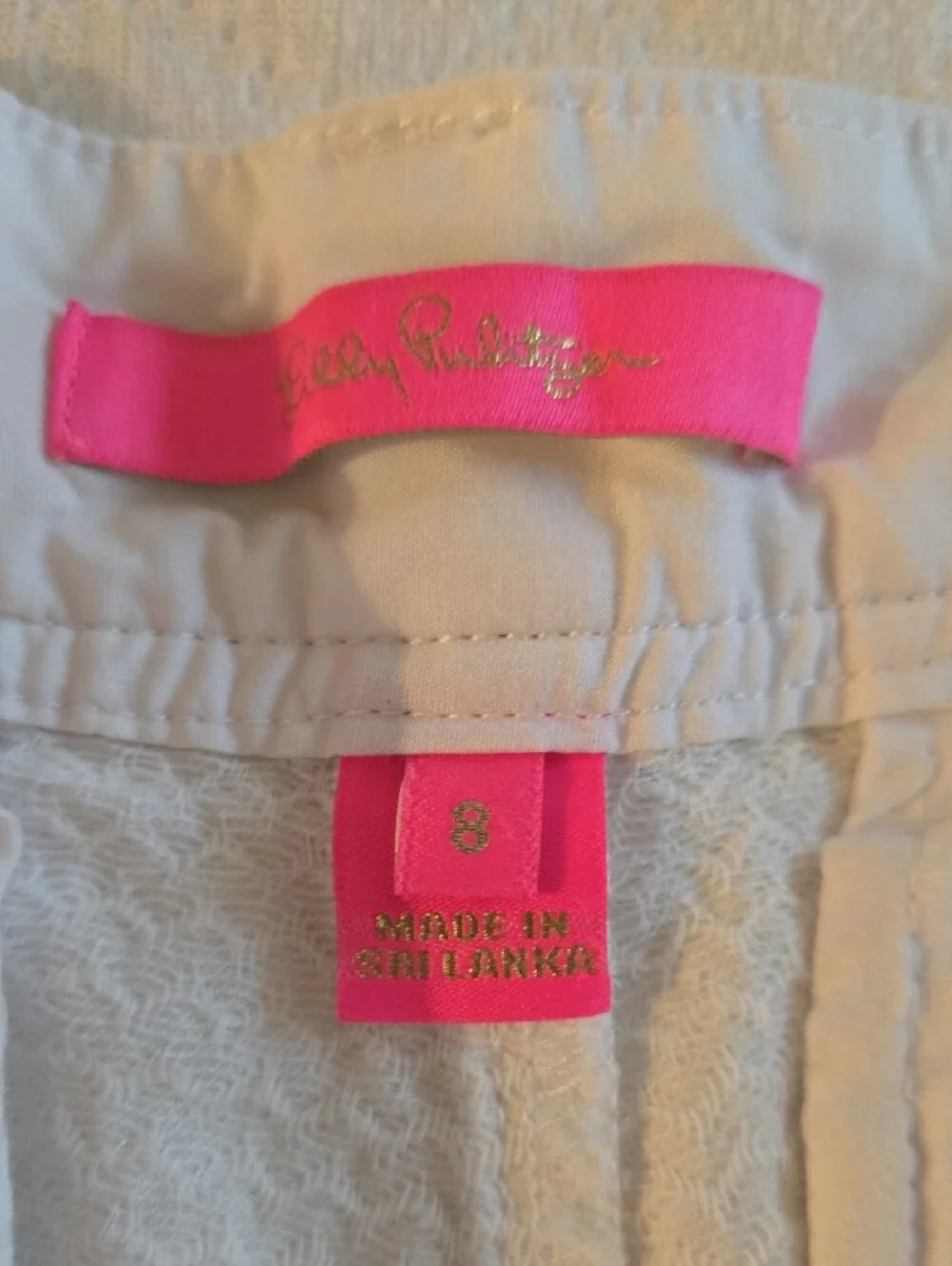 Lilly Pulitzer White Textured Women’s Shorts with Pink Tag
